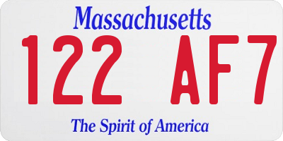 MA license plate 122AF7