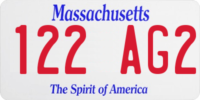 MA license plate 122AG2