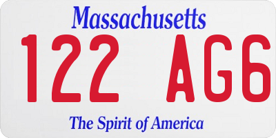 MA license plate 122AG6