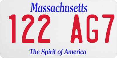 MA license plate 122AG7