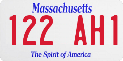 MA license plate 122AH1