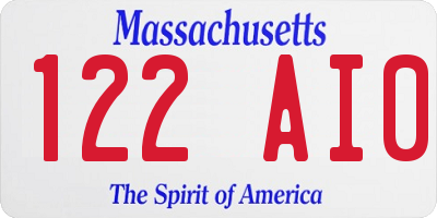 MA license plate 122AI0