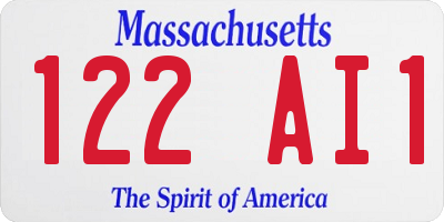 MA license plate 122AI1
