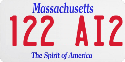 MA license plate 122AI2