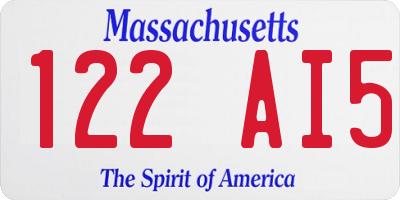 MA license plate 122AI5