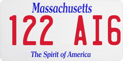 MA license plate 122AI6