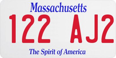 MA license plate 122AJ2