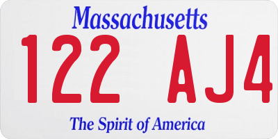 MA license plate 122AJ4