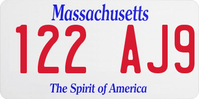 MA license plate 122AJ9