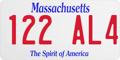 MA license plate 122AL4