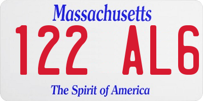 MA license plate 122AL6