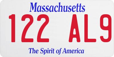 MA license plate 122AL9