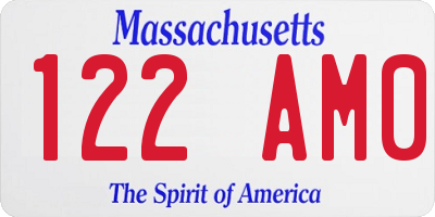 MA license plate 122AM0