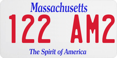 MA license plate 122AM2