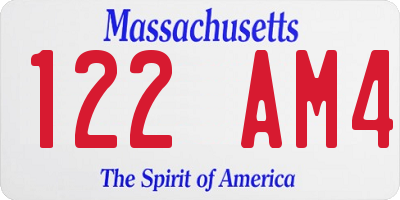 MA license plate 122AM4