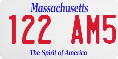 MA license plate 122AM5