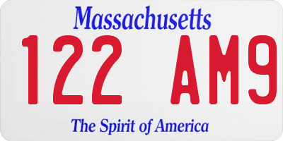 MA license plate 122AM9