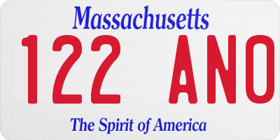 MA license plate 122AN0