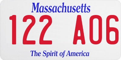 MA license plate 122AO6