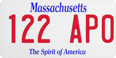 MA license plate 122AP0