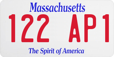 MA license plate 122AP1