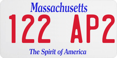 MA license plate 122AP2