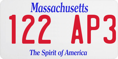MA license plate 122AP3