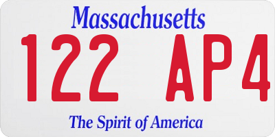 MA license plate 122AP4