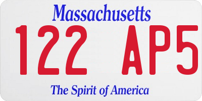MA license plate 122AP5
