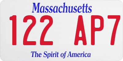 MA license plate 122AP7