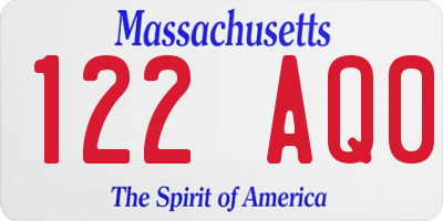 MA license plate 122AQ0