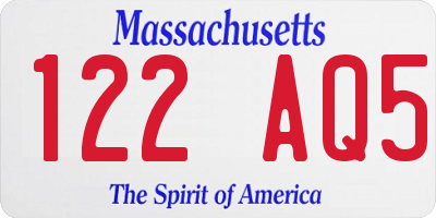 MA license plate 122AQ5