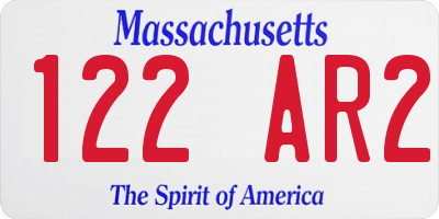MA license plate 122AR2