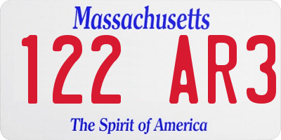 MA license plate 122AR3