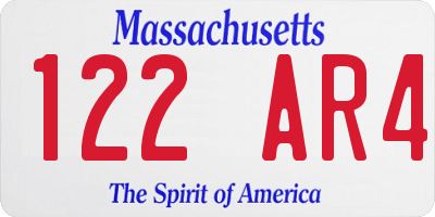MA license plate 122AR4