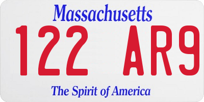 MA license plate 122AR9