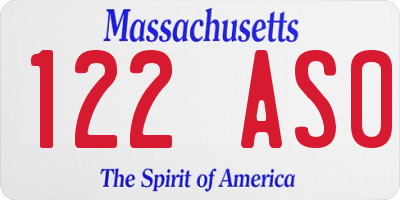 MA license plate 122AS0