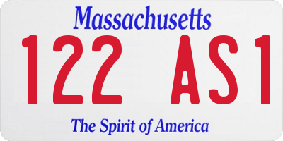 MA license plate 122AS1