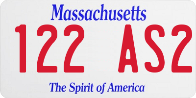 MA license plate 122AS2