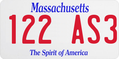 MA license plate 122AS3