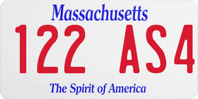 MA license plate 122AS4