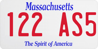 MA license plate 122AS5