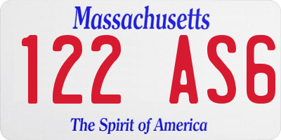 MA license plate 122AS6