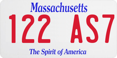 MA license plate 122AS7
