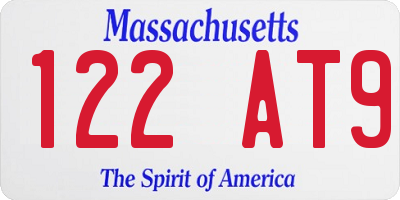 MA license plate 122AT9