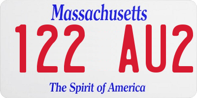 MA license plate 122AU2