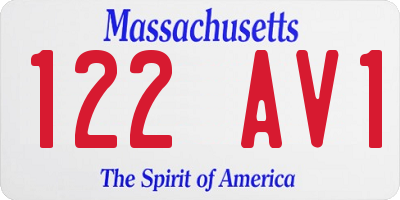 MA license plate 122AV1