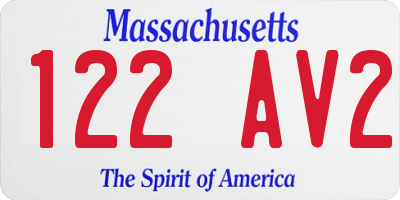 MA license plate 122AV2