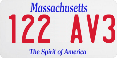 MA license plate 122AV3