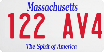 MA license plate 122AV4